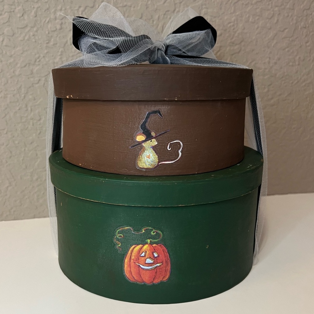 Home Decorative Pumpkin and Mouse Storage Boxes Set of 2 NEW!